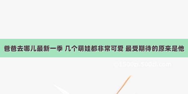 爸爸去哪儿最新一季 几个萌娃都非常可爱 最受期待的原来是他