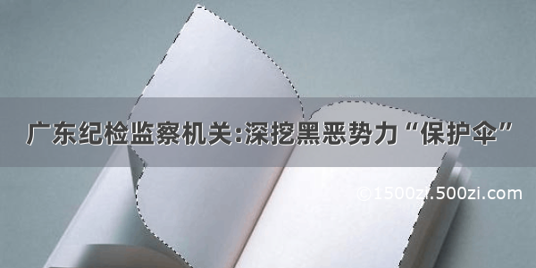 广东纪检监察机关:深挖黑恶势力“保护伞”