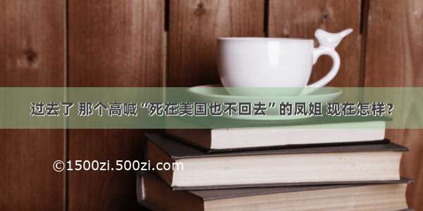 过去了 那个高喊“死在美国也不回去”的凤姐 现在怎样？