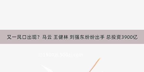 又一风口出现？马云 王健林 刘强东纷纷出手 总投资3900亿