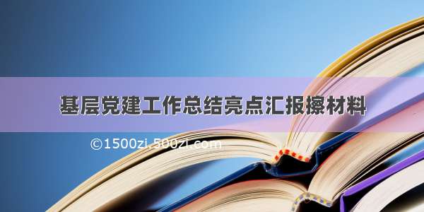 基层党建工作总结亮点汇报擦材料