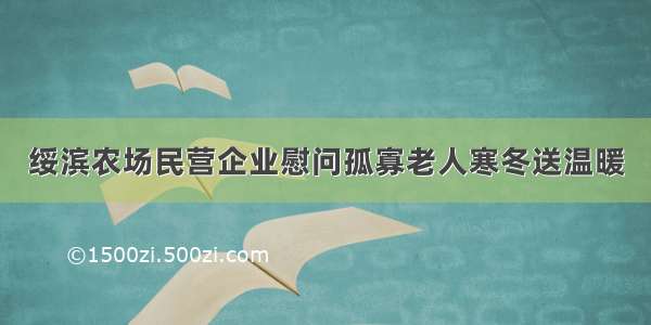 绥滨农场民营企业慰问孤寡老人寒冬送温暖