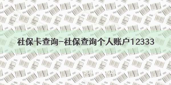 社保卡查询-社保查询个人账户12333