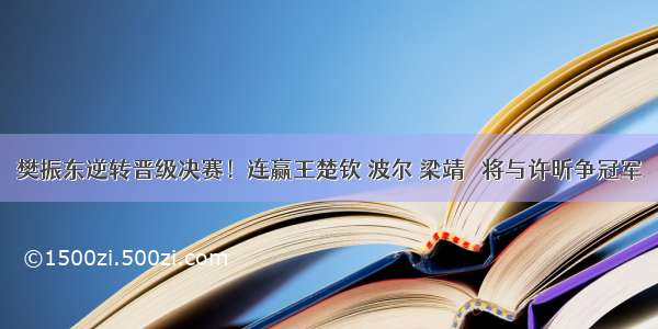 樊振东逆转晋级决赛！连赢王楚钦 波尔 梁靖崑 将与许昕争冠军