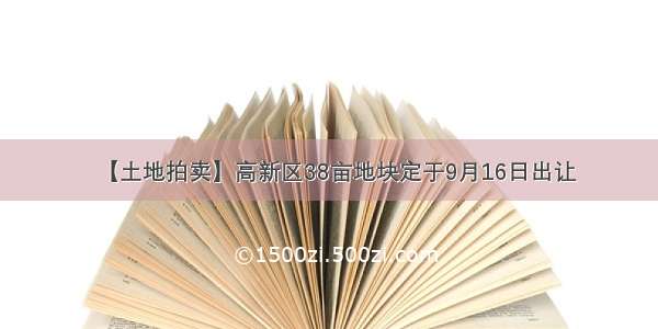 【土地拍卖】高新区38亩地块定于9月16日出让