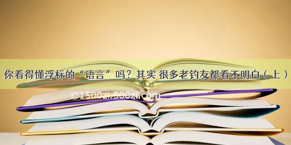 你看得懂浮标的“语言”吗？其实 很多老钓友都看不明白（上）