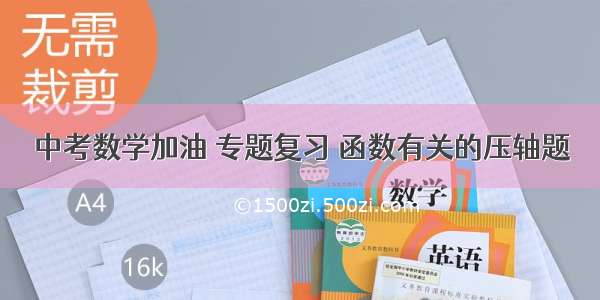 中考数学加油 专题复习 函数有关的压轴题