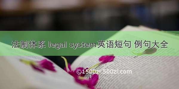 法制体系 legal system英语短句 例句大全