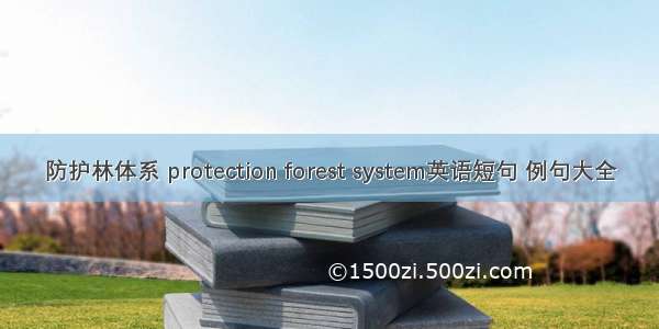 防护林体系 protection forest system英语短句 例句大全