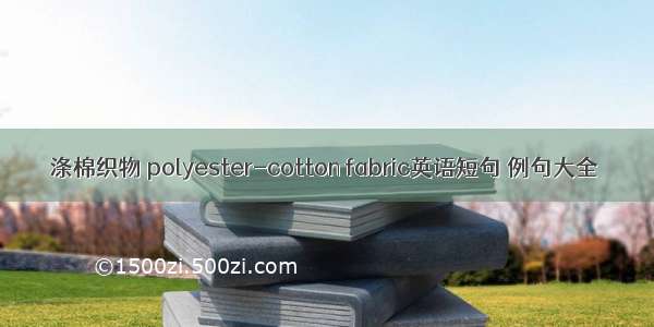 涤棉织物 polyester-cotton fabric英语短句 例句大全