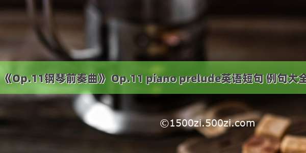 《Op.11钢琴前奏曲》 Op.11 piano prelude英语短句 例句大全