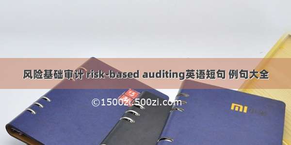 风险基础审计 risk-based auditing英语短句 例句大全