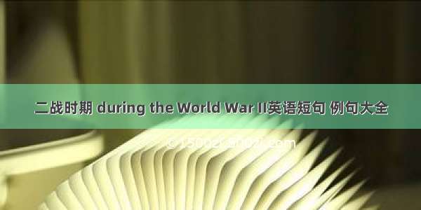 二战时期 during the World War II英语短句 例句大全