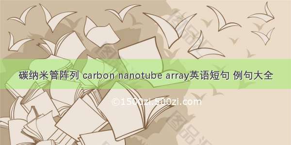 碳纳米管阵列 carbon nanotube array英语短句 例句大全