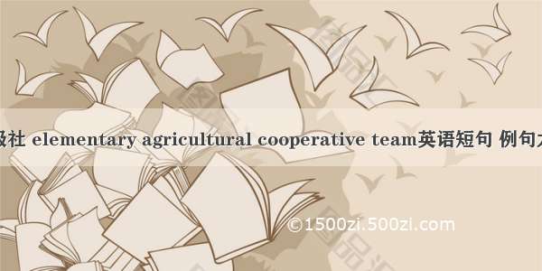 初级社 elementary agricultural cooperative team英语短句 例句大全