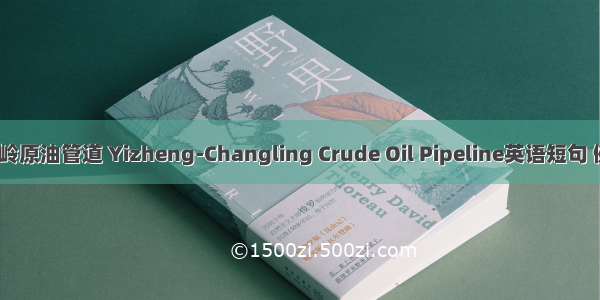 仪征-长岭原油管道 Yizheng-Changling Crude Oil Pipeline英语短句 例句大全