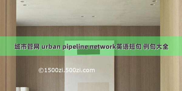 城市管网 urban pipeline network英语短句 例句大全