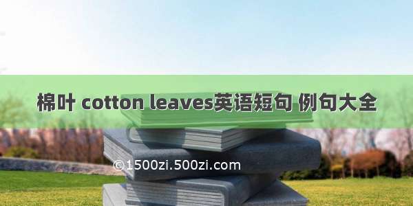 棉叶 cotton leaves英语短句 例句大全