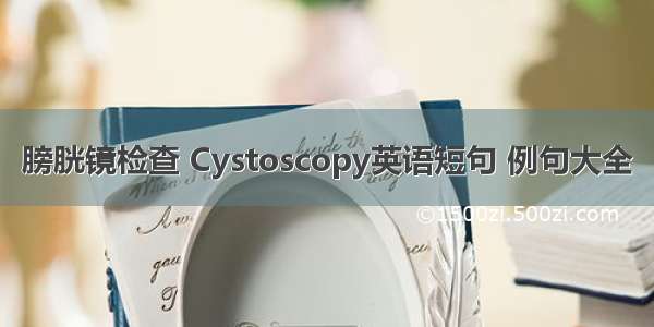 膀胱镜检查 Cystoscopy英语短句 例句大全