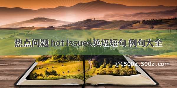 热点问题 hot issues英语短句 例句大全