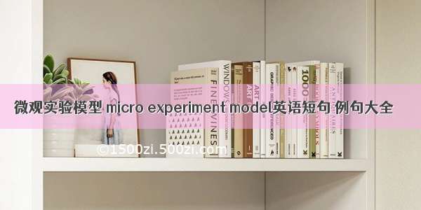 微观实验模型 micro experiment model英语短句 例句大全