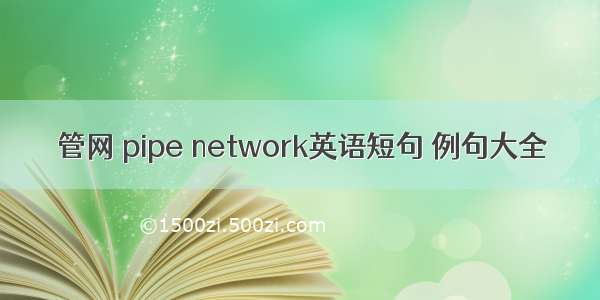 管网 pipe network英语短句 例句大全