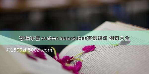 碳纳米管 carbon nanotubes英语短句 例句大全