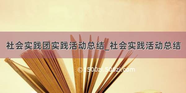 社会实践团实践活动总结_社会实践活动总结