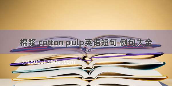 棉浆 cotton pulp英语短句 例句大全