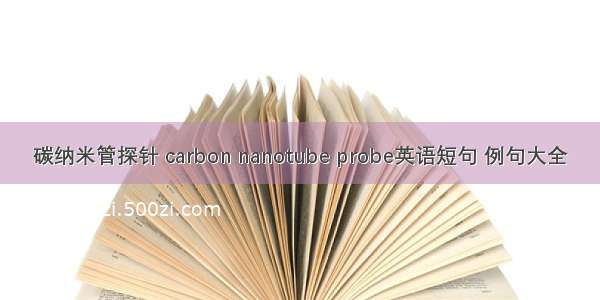 碳纳米管探针 carbon nanotube probe英语短句 例句大全