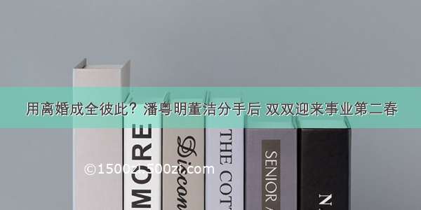 用离婚成全彼此？潘粤明董洁分手后 双双迎来事业第二春