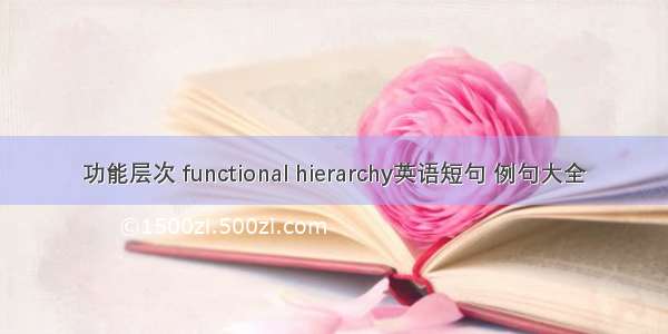 功能层次 functional hierarchy英语短句 例句大全