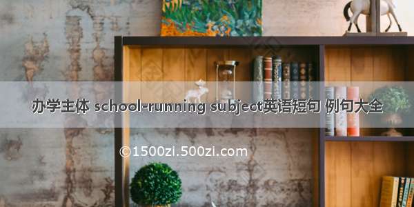 办学主体 school-running subject英语短句 例句大全