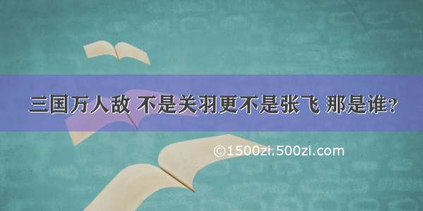 三国万人敌 不是关羽更不是张飞 那是谁？