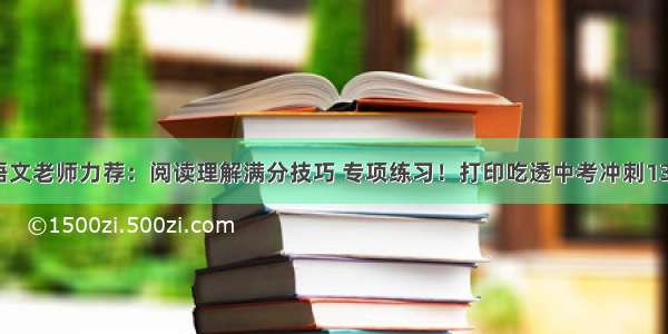 语文老师力荐：阅读理解满分技巧 专项练习！打印吃透中考冲刺130