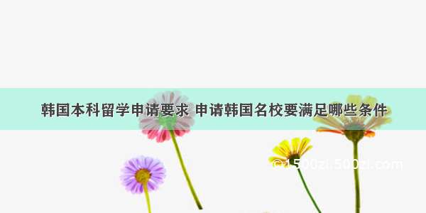 韩国本科留学申请要求 申请韩国名校要满足哪些条件