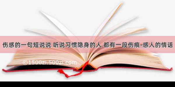 伤感的一句短说说 听说习惯隐身的人 都有一段伤痕-感人的情话