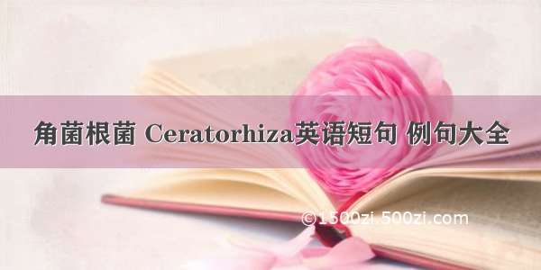 角菌根菌 Ceratorhiza英语短句 例句大全