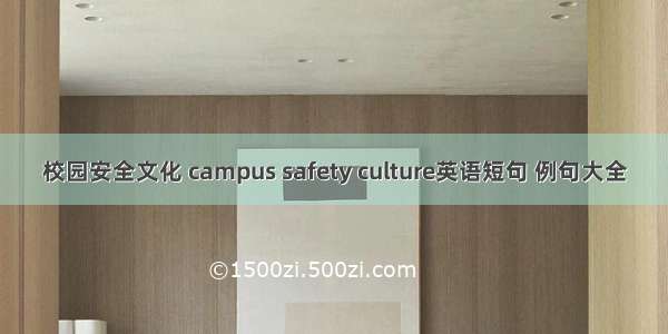 校园安全文化 campus safety culture英语短句 例句大全