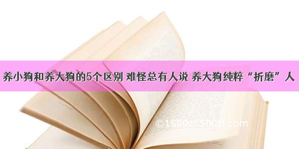 养小狗和养大狗的5个区别 难怪总有人说 养大狗纯粹“折磨”人