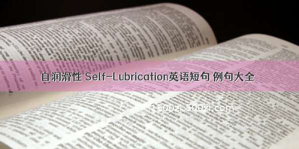 自润滑性 Self-Lubrication英语短句 例句大全