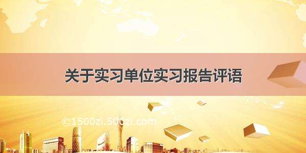 关于实习单位实习报告评语