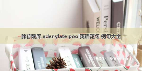 腺苷酸库 adenylate pool英语短句 例句大全