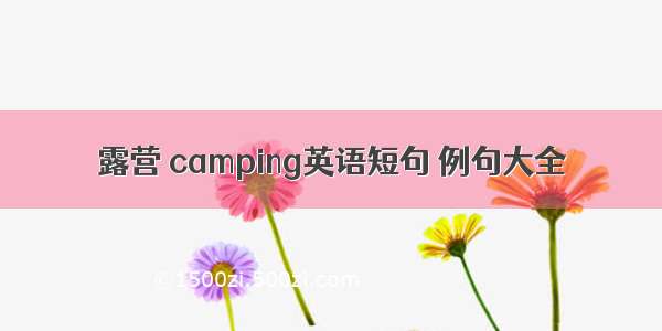 露营 camping英语短句 例句大全