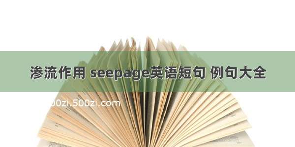 渗流作用 seepage英语短句 例句大全