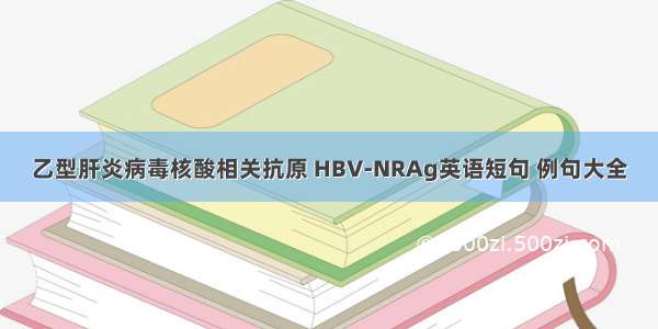 乙型肝炎病毒核酸相关抗原 HBV-NRAg英语短句 例句大全