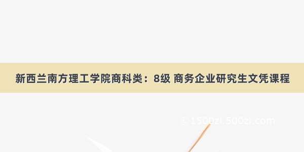 新西兰南方理工学院商科类：8级 商务企业研究生文凭课程