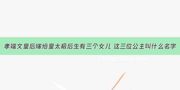 孝端文皇后嫁给皇太极后生有三个女儿 这三位公主叫什么名字