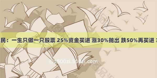 沪深最“牛”股民：一生只做一只股票 25%资金买进 涨30%抛出 跌50%再买进 3年本金翻66倍