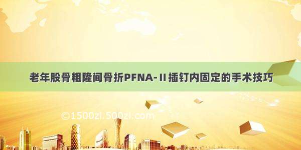 老年股骨粗隆间骨折PFNA-Ⅱ插钉内固定的手术技巧